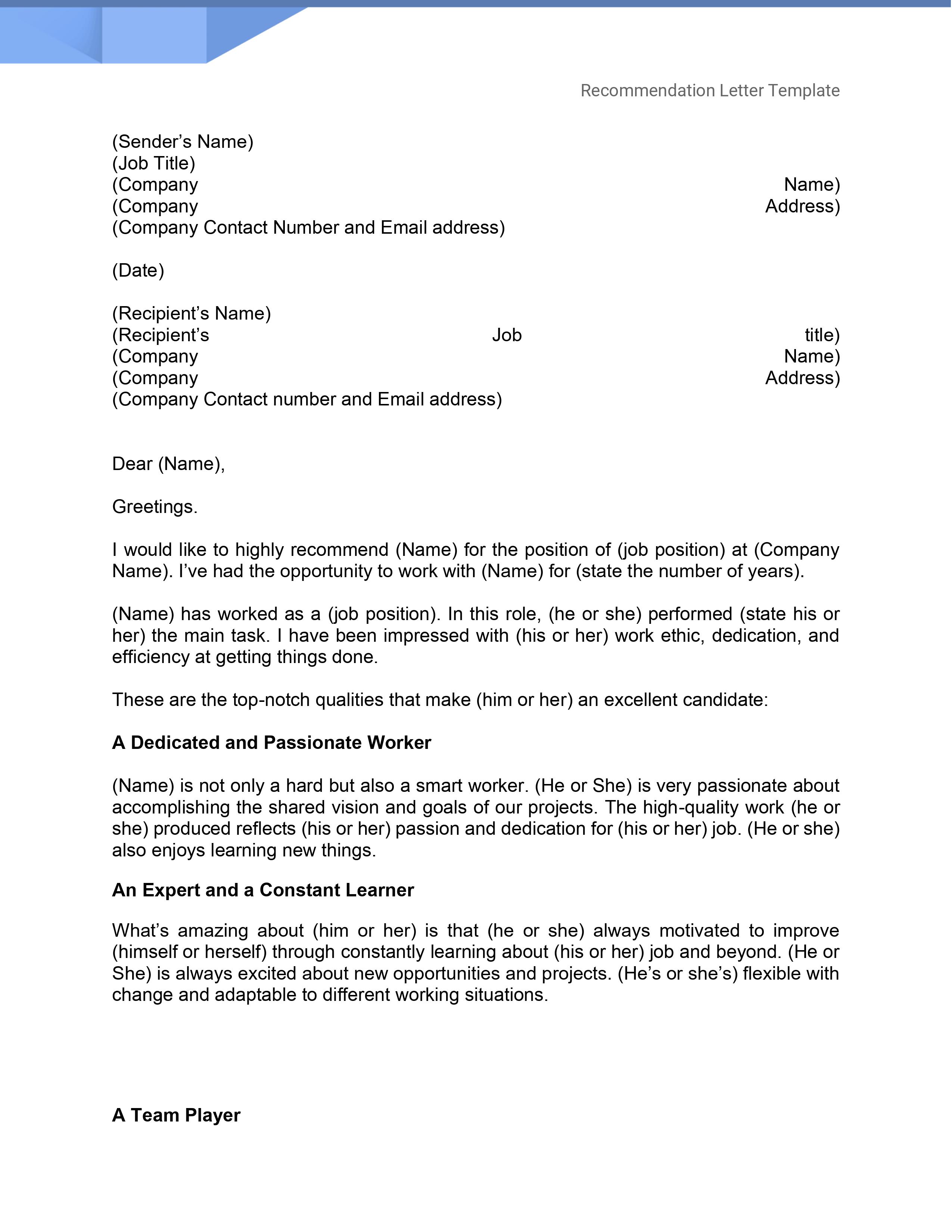 Free Sample Letters of Recommendation: Templates & Tips